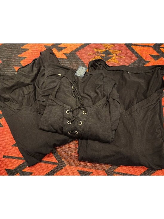 Faded Glory Tops - NEW Faded Glory Black Lace-Up Tunic Top and 2 Basic Black Super Soft TEES. 3X